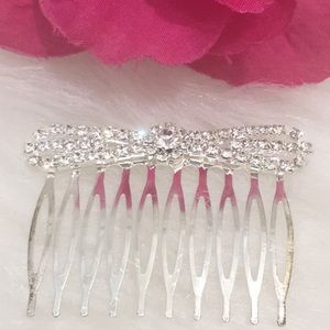 🌹Fashion Jewelry GoldTone Bow Rhinestone HairComb